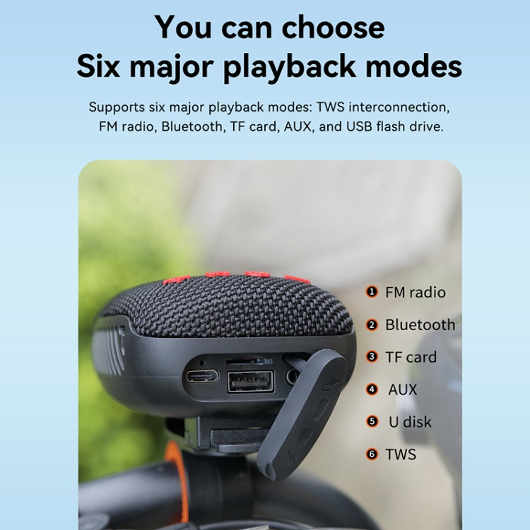 T&G TG-392 Outdoor Bicycle TWS Wireless Bluetooth IPX5 Waterproof Speaker(Grey) - Waterproof Speaker by T&G | Online Shopping South Africa | PMC TechLife