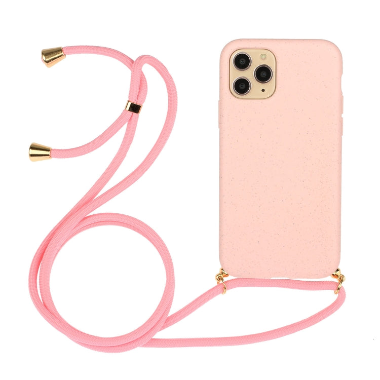 For iPhone 15 Pro Max Wheat Straw Material + TPU Phone Case with Lanyard(Pink) - iPhone 15 Pro Max Cases by PMC Jewellery | Online Shopping South Africa | PMC Jewellery