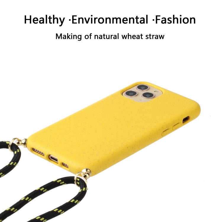 For iPhone 15 Pro Wheat Straw Material + TPU Phone Case with Lanyard(Yellow) - iPhone 15 Pro Cases by PMC Jewellery | Online Shopping South Africa | PMC Jewellery