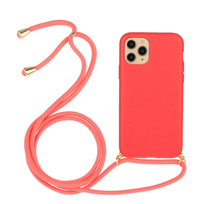 For iPhone 15 Pro Wheat Straw Material + TPU Phone Case with Lanyard(Red) - iPhone 15 Pro Cases by PMC Jewellery | Online Shopping South Africa | PMC Jewellery