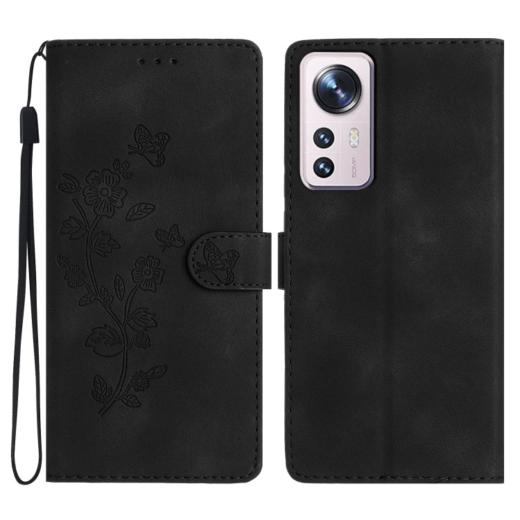 For Xiaomi 12 Pro Flower Butterfly Embossing Pattern Leather Phone Case(Black) - free shipping - PMC TechLife - Order now!