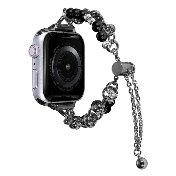 For Apple Watch 42mm Pearl Bracelet Metal Watch Band(Black) - Watch Bands by PMC TechLife | Online Shopping South Africa | PMC TechLife