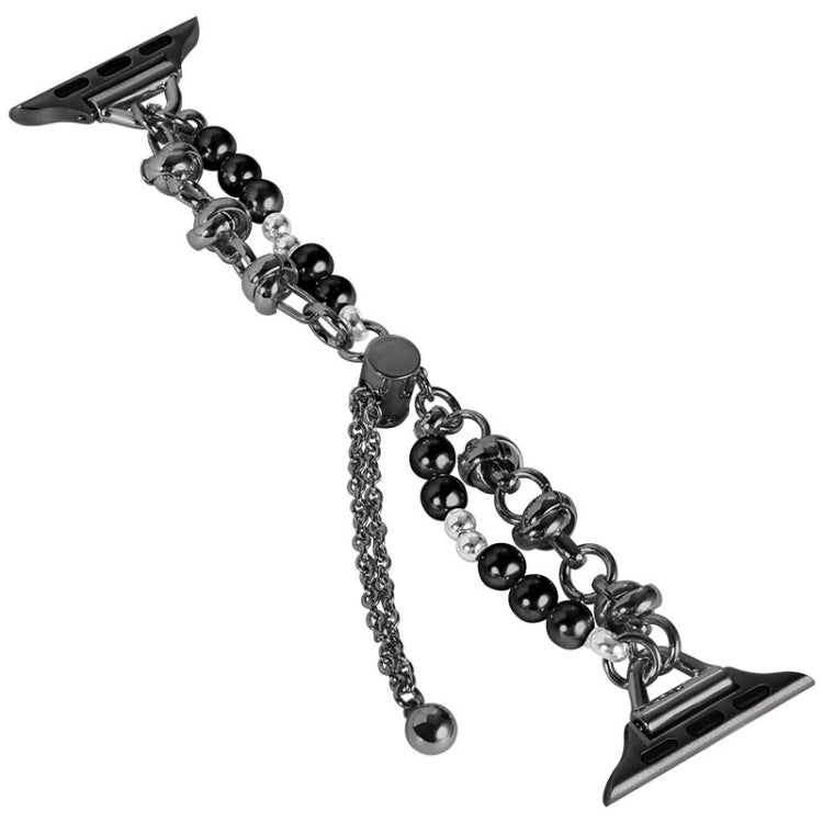 For Apple Watch 42mm Pearl Bracelet Metal Watch Band(Black) - Watch Bands by PMC TechLife | Online Shopping South Africa | PMC TechLife