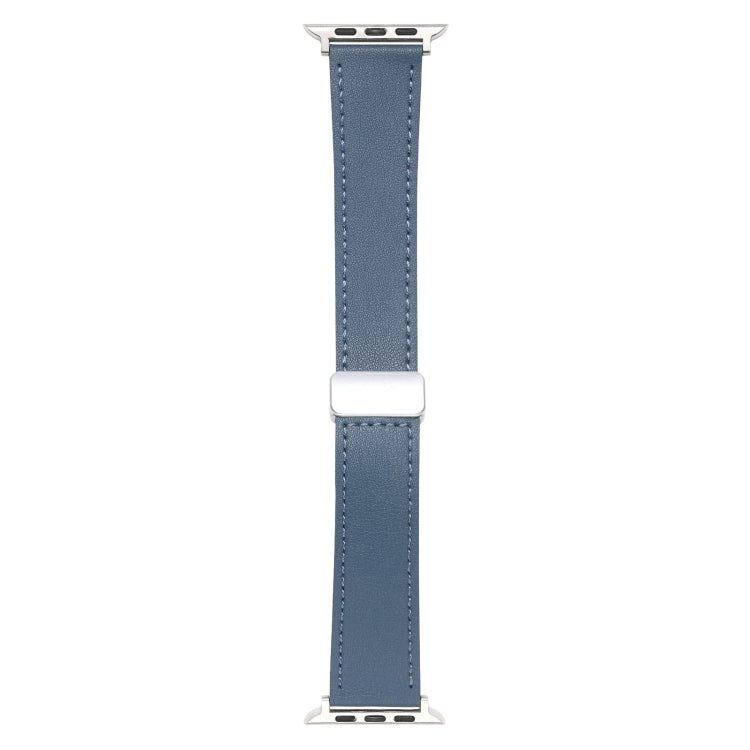 For Apple Watch 6 40mm Magnetic Buckle Skin Feel Leather Watch Band(Light Blue) - Watch Bands by PMC Jewellery | Online Shopping South Africa | PMC Jewellery