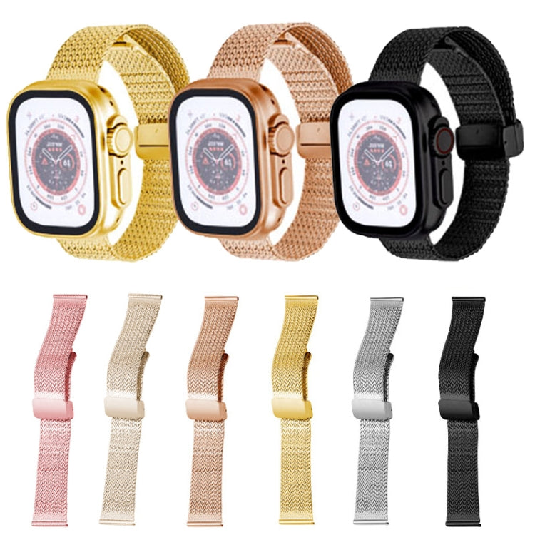 For Apple Watch 42mm Magnetic Buckle Herringbone Mesh Metal Watch Band(Silver) - Watch Bands by PMC TechLife | Online Shopping South Africa | PMC TechLife
