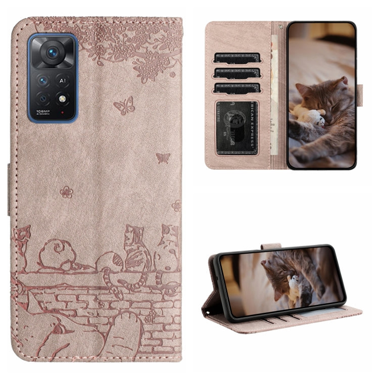 For Xiaomi Redmi Note 11 Pro 4G/5G Global Cat Embossing Pattern Leather Phone Case with Lanyard(Grey) - free shipping - PMC TechLife - Order now!