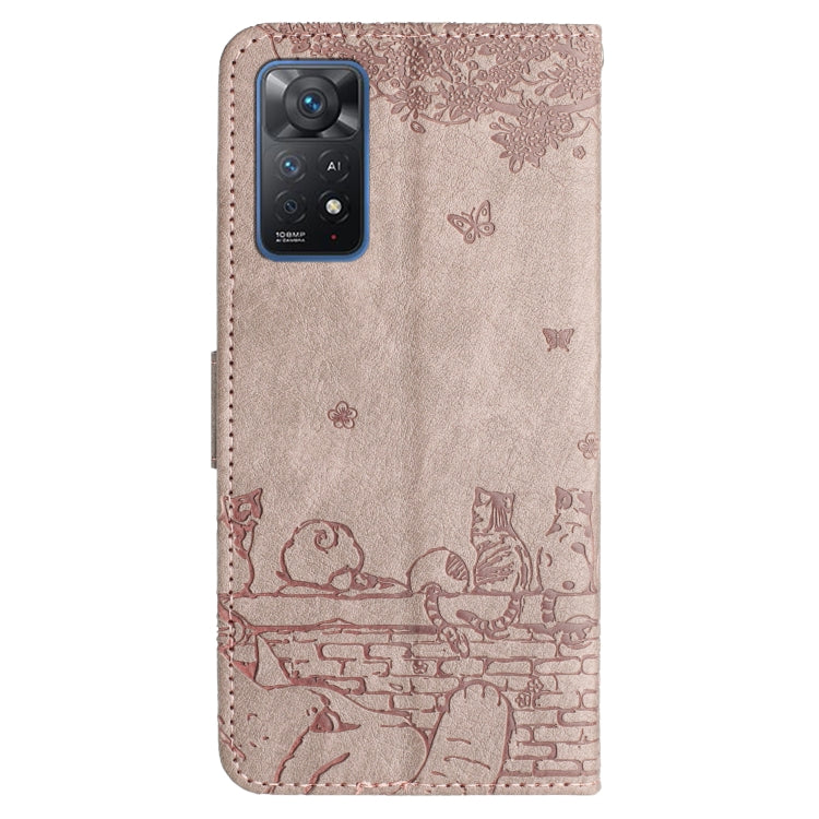 For Xiaomi Redmi Note 11 Pro 4G/5G Global Cat Embossing Pattern Leather Phone Case with Lanyard(Grey) - free shipping - PMC TechLife - Order now!