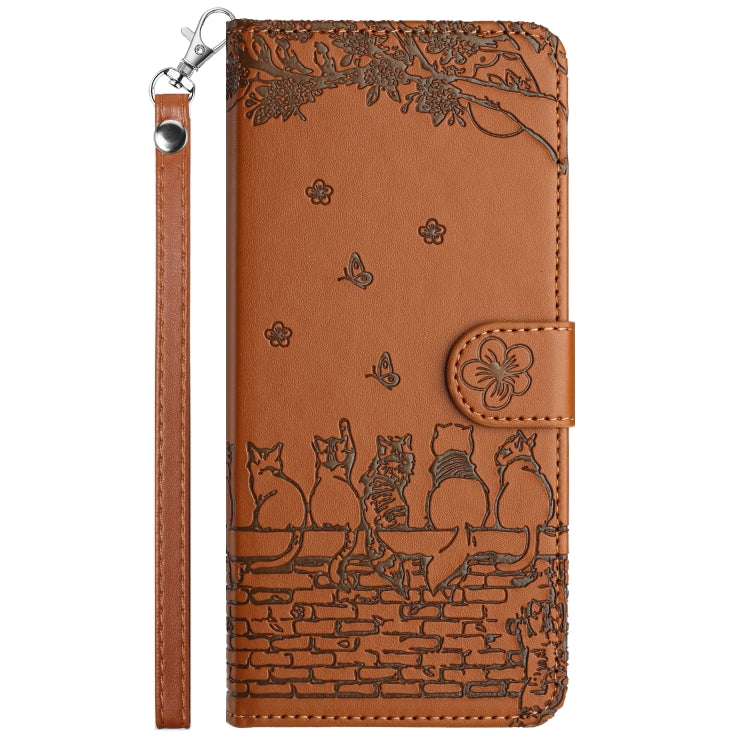 For Xiaomi Redmi Note 11 Global Cat Embossing Pattern Leather Phone Case with Lanyard(Brown) - free shipping - PMC TechLife - Order now!
