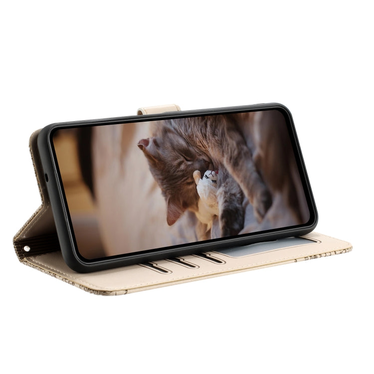 For Xiaomi Redmi Note 12 5G India / POCO X5 Cat Embossing Pattern Leather Phone Case with Lanyard(Beige) - free shipping - PMC TechLife - Order now!