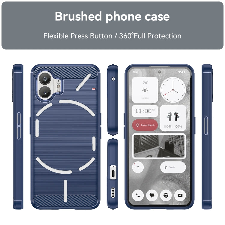 For Nothing Phone 2 Brushed Texture Carbon Fiber TPU Phone Case(Blue) - More Brand by PMC Jewellery | Online Shopping South Africa | PMC Jewellery