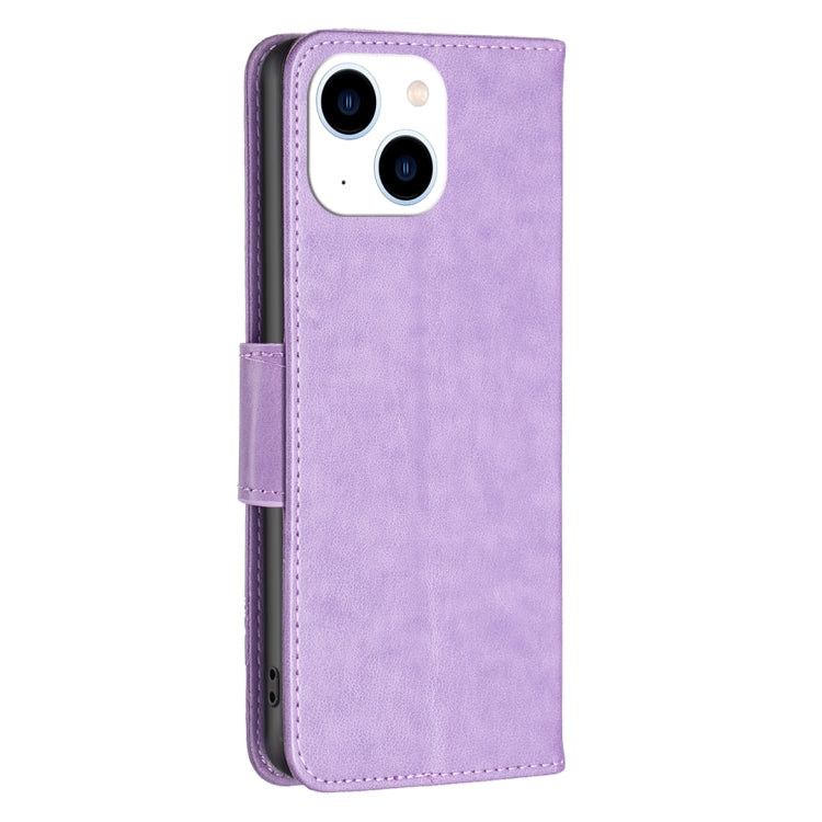 For iPhone 15 Embossing Two Butterflies Pattern Leather Phone Case(Purple) - free shipping - PMC TechLife - Order now!
