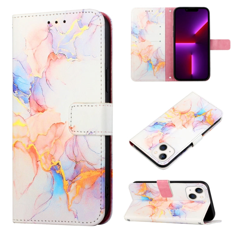 For iPhone 15 PT003 Marble Pattern Flip Leather Phone Case(Galaxy Marble White LS004) - iPhone 15 Cases by PMC Jewellery | Online Shopping South Africa | PMC Jewellery