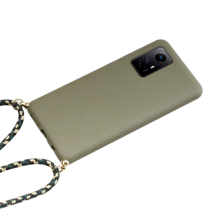 For Xiaomi Redmi Note 12S Wheat Straw Material + TPU Phone Case with Lanyard(Army Green) - Xiaomi Cases by PMC Jewellery | Online Shopping South Africa | PMC Jewellery