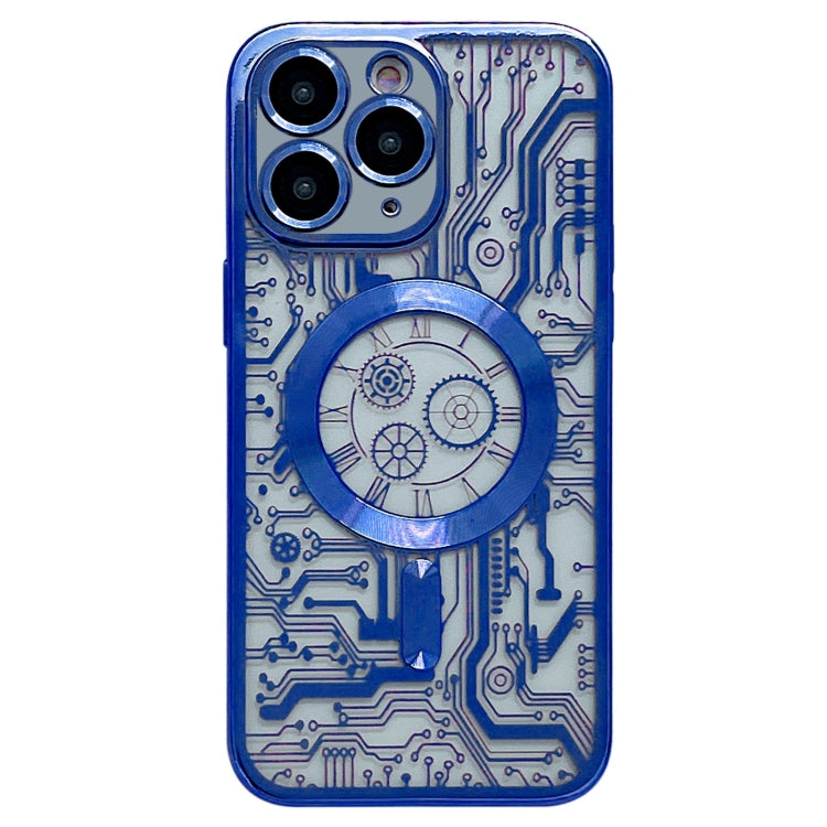 For iPhone 11 Pro Max Electroplated Circuit Board Pattern MagSafe Phone Case(Dark Blue) - free shipping - PMC TechLife - Order now!