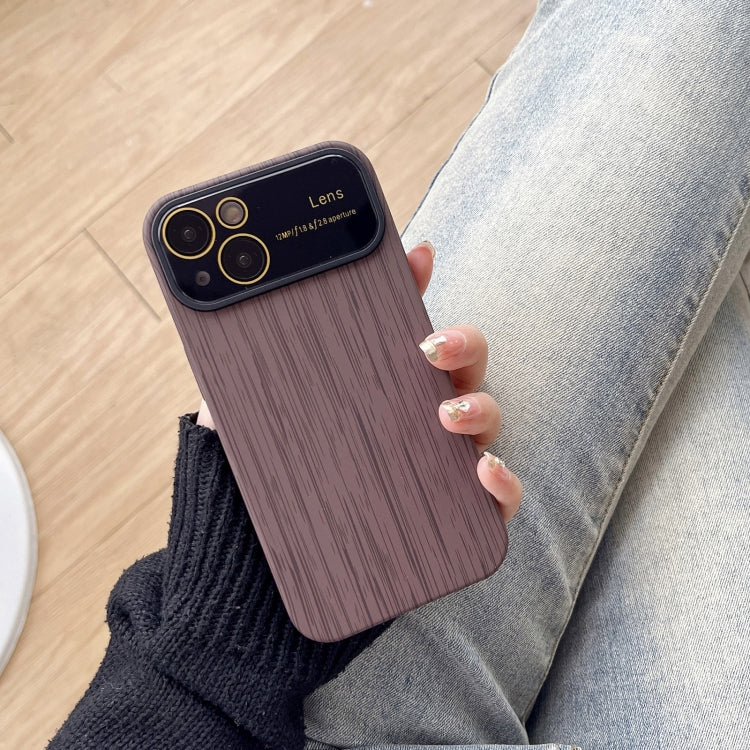 For iPhone 14 Plus Wood Grain TPU Phone Case with Lens Film(Grey) - iPhone 14 Plus Cases by PMC TechLife | Online Shopping South Africa | PMC TechLife