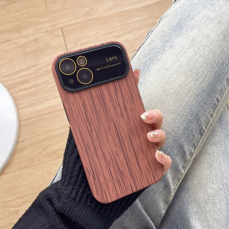 For iPhone 14 Wood Grain TPU Phone Case with Lens Film(Brown) - iPhone 14 Cases by PMC TechLife | Online Shopping South Africa | PMC TechLife