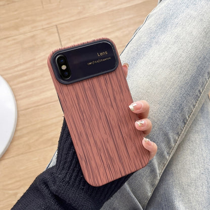 For iPhone X / XS Wood Grain TPU Phone Case with Lens Film(Brown) - More iPhone Cases by PMC Jewellery | Online Shopping South Africa | PMC Jewellery