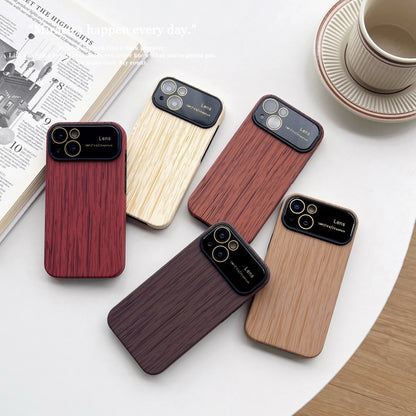 For iPhone 11 Pro Wood Grain TPU Phone Case with Lens Film(Khaki) - iPhone 11 Pro Cases by PMC Jewellery | Online Shopping South Africa | PMC Jewellery