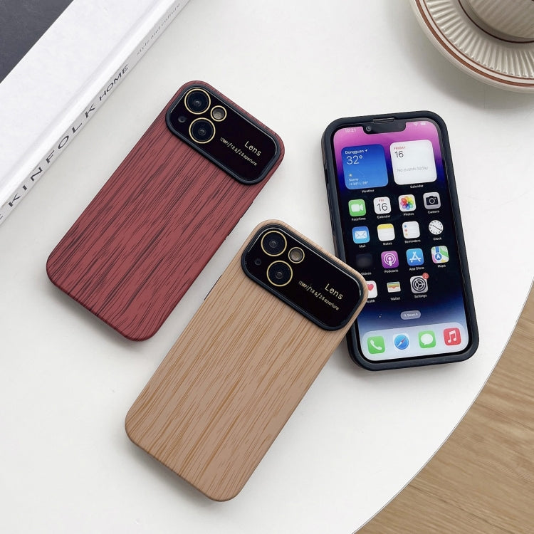 For iPhone 12 Pro Max Wood Grain TPU Phone Case with Lens Film(Brown) - iPhone 12 Pro Max Cases by PMC TechLife | Online Shopping South Africa | PMC TechLife