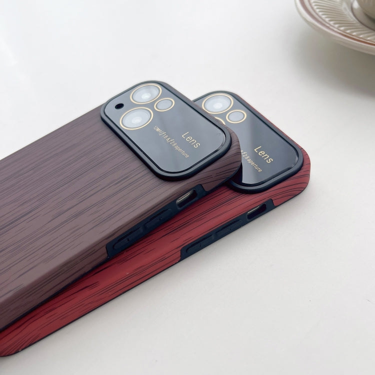 For iPhone 11 Pro Wood Grain TPU Phone Case with Lens Film(Red) - iPhone 11 Pro Cases by PMC TechLife | Online Shopping South Africa | PMC TechLife