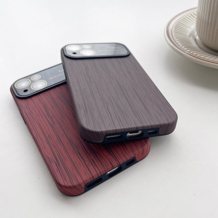 For iPhone 14 Pro Wood Grain TPU Phone Case with Lens Film(Khaki) - iPhone 14 Pro Cases by PMC TechLife | Online Shopping South Africa | PMC TechLife