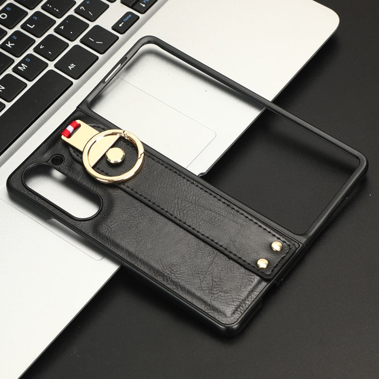 For Samsung Galaxy Fold5 Wristband Leather Back Phone Case(Black) - free shipping - PMC TechLife - Order now!