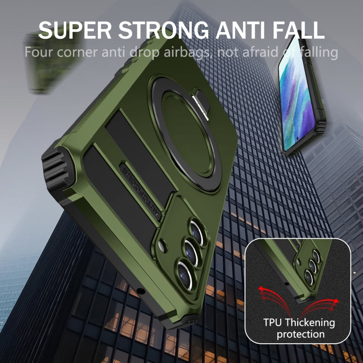 For Samsung Galaxy S21 FE 5G MagSafe Magnetic Holder Phone Case(Green) - free shipping - PMC TechLife - Order now!