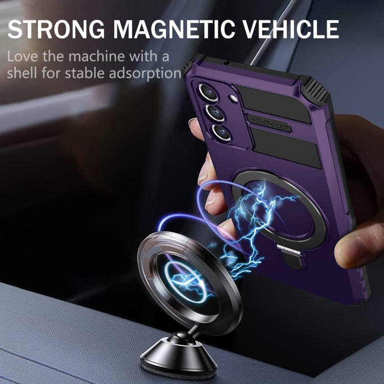 For Samsung Galaxy S21 FE 5G MagSafe Magnetic Holder Phone Case(Purple) - Galaxy S22 Ultra 5G Cases by PMC TechLife | Online Shopping South Africa | PMC TechLife