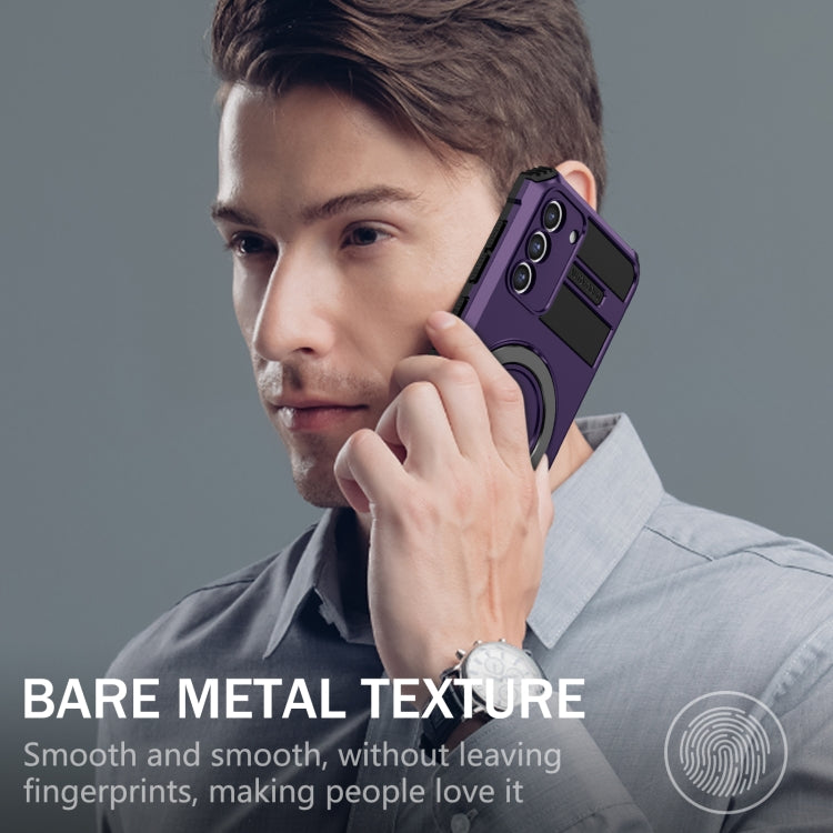 For Samsung Galaxy S21 FE 5G MagSafe Magnetic Holder Phone Case(Purple) - Galaxy S22 Ultra 5G Cases by PMC TechLife | Online Shopping South Africa | PMC TechLife