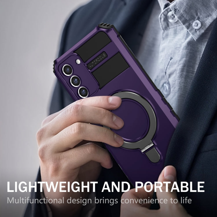 For Samsung Galaxy S21 FE 5G MagSafe Magnetic Holder Phone Case(Purple) - Galaxy S22 Ultra 5G Cases by PMC TechLife | Online Shopping South Africa | PMC TechLife