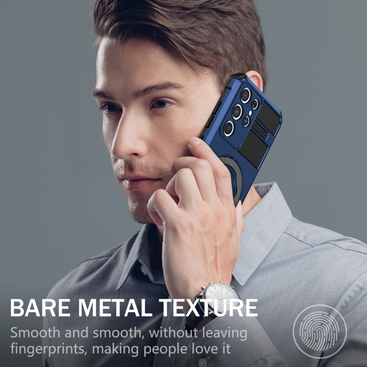 For Samsung Galaxy S21 Ultra 5G MagSafe Magnetic Holder Phone Case(Blue) - Galaxy S21 Ultra 5G Cases by PMC TechLife | Online Shopping South Africa | PMC TechLife