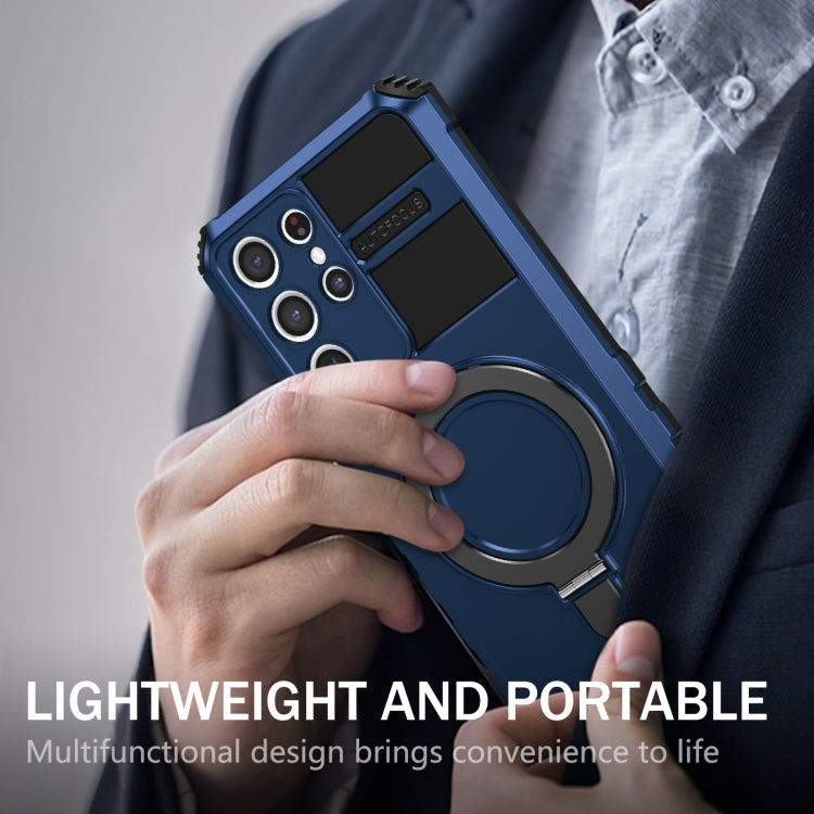 For Samsung Galaxy S21 Ultra 5G MagSafe Magnetic Holder Phone Case(Blue) - Galaxy S21 Ultra 5G Cases by PMC TechLife | Online Shopping South Africa | PMC TechLife