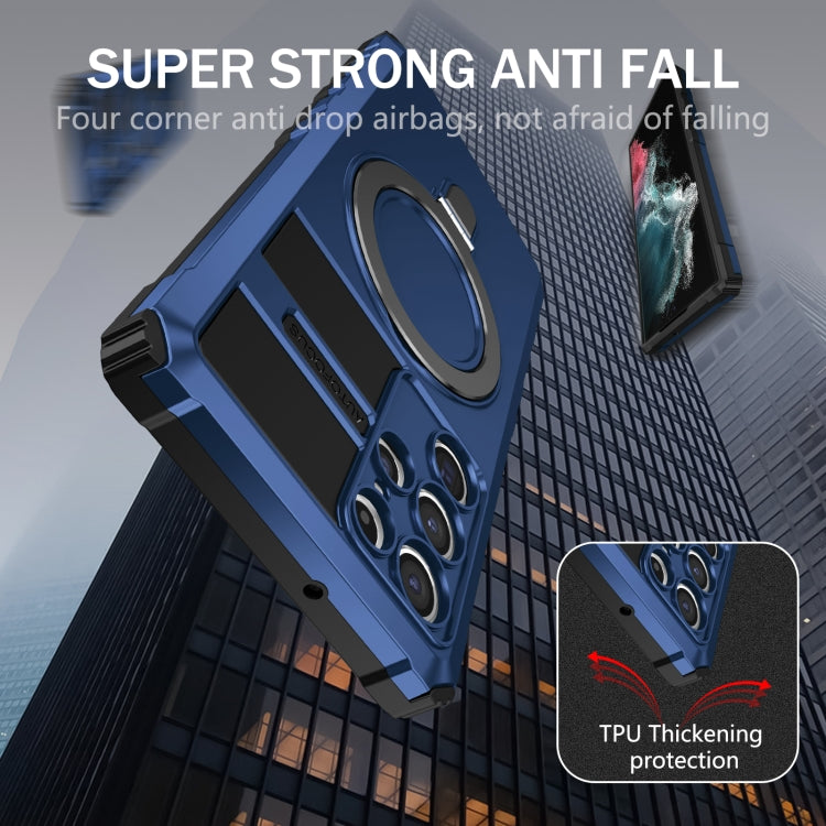 For Samsung Galaxy S22 Ultra 5G MagSafe Magnetic Holder Phone Case(Blue) - Galaxy S22 Ultra 5G Cases by PMC TechLife | Online Shopping South Africa | PMC TechLife