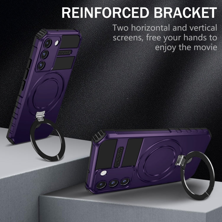 For Samsung Galaxy S22 5G MagSafe Magnetic Holder Phone Case(Purple) - Galaxy S22 5G Cases by PMC TechLife | Online Shopping South Africa | PMC TechLife