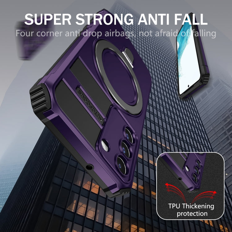 For Samsung Galaxy S22 5G MagSafe Magnetic Holder Phone Case(Purple) - Galaxy S22 5G Cases by PMC TechLife | Online Shopping South Africa | PMC TechLife
