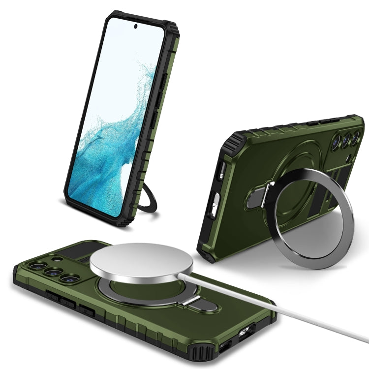 For Samsung Galaxy S22+ 5G MagSafe Magnetic Holder Phone Case(Green) - Galaxy S22+ 5G Cases by PMC Jewellery | Online Shopping South Africa | PMC Jewellery | Buy Now Pay Later Mobicred