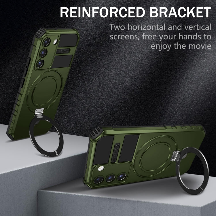 For Samsung Galaxy S22+ 5G MagSafe Magnetic Holder Phone Case(Green) - Galaxy S22+ 5G Cases by PMC TechLife | Online Shopping South Africa | PMC TechLife | Buy Now Pay Later Mobicred