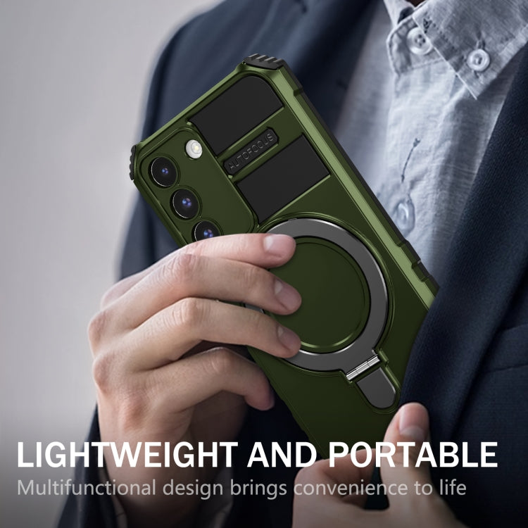 For Samsung Galaxy S22+ 5G MagSafe Magnetic Holder Phone Case(Green) - Galaxy S22+ 5G Cases by PMC TechLife | Online Shopping South Africa | PMC TechLife | Buy Now Pay Later Mobicred