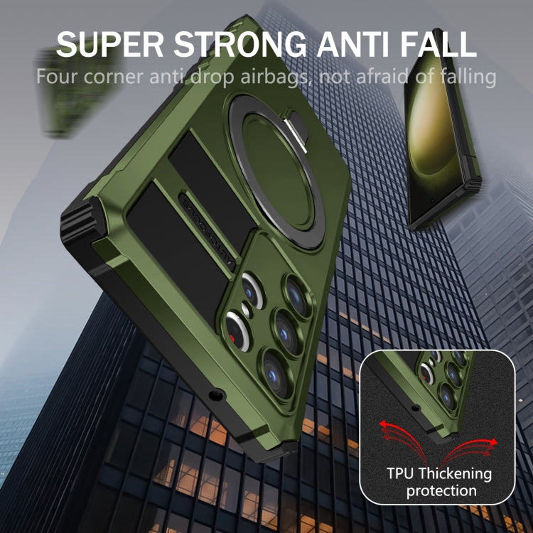 For Samsung Galaxy S23 Ultra 5G MagSafe Magnetic Holder Phone Case(Green) - Galaxy S23 Ultra 5G Cases by PMC TechLife | Online Shopping South Africa | PMC TechLife