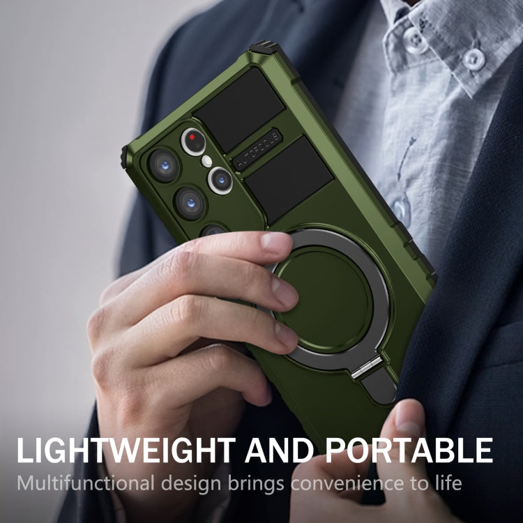 For Samsung Galaxy S23 Ultra 5G MagSafe Magnetic Holder Phone Case(Green) - Galaxy S23 Ultra 5G Cases by PMC TechLife | Online Shopping South Africa | PMC TechLife