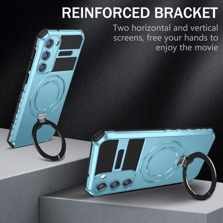 For Samsung Galaxy S23 5G MagSafe Magnetic Holder Phone Case(Light Blue) - Galaxy S23 5G Cases by PMC TechLife | Online Shopping South Africa | PMC TechLife