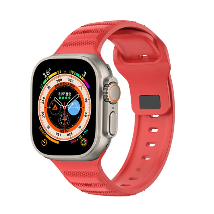 For Apple Watch Ultra 49mm Dot Texture Fluororubber Watch Band(Red) - Watch Bands by PMC TechLife | Online Shopping South Africa | PMC TechLife