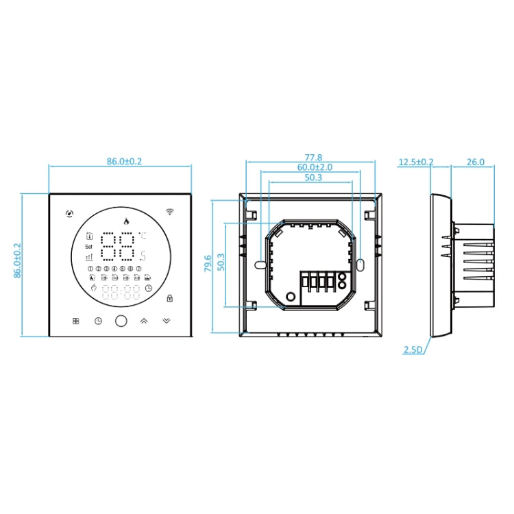 BHT-008GCL 95-240V AC 5A Smart Home Boiler Heating LED Thermostat Without WiFi(White) - free shipping - PMC TechLife - Order now!