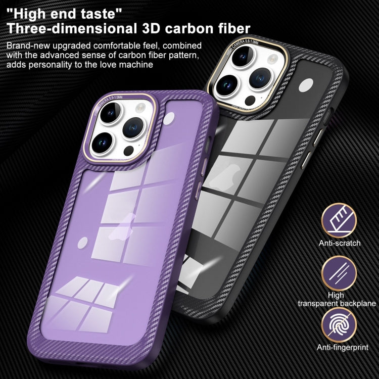 For iPhone 14 Pro Carbon Fiber Transparent Back Panel Phone Case(Blue) - free shipping - PMC TechLife - Order now!