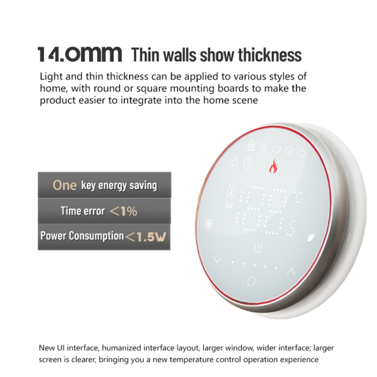 BHT-6001GAL 95-240V AC 5A Smart Round Thermostat Water Heating LED Thermostat Without WiFi(Black) - Thermostat & Thermometer by PMC Jewellery | Online Shopping South Africa | PMC Jewellery