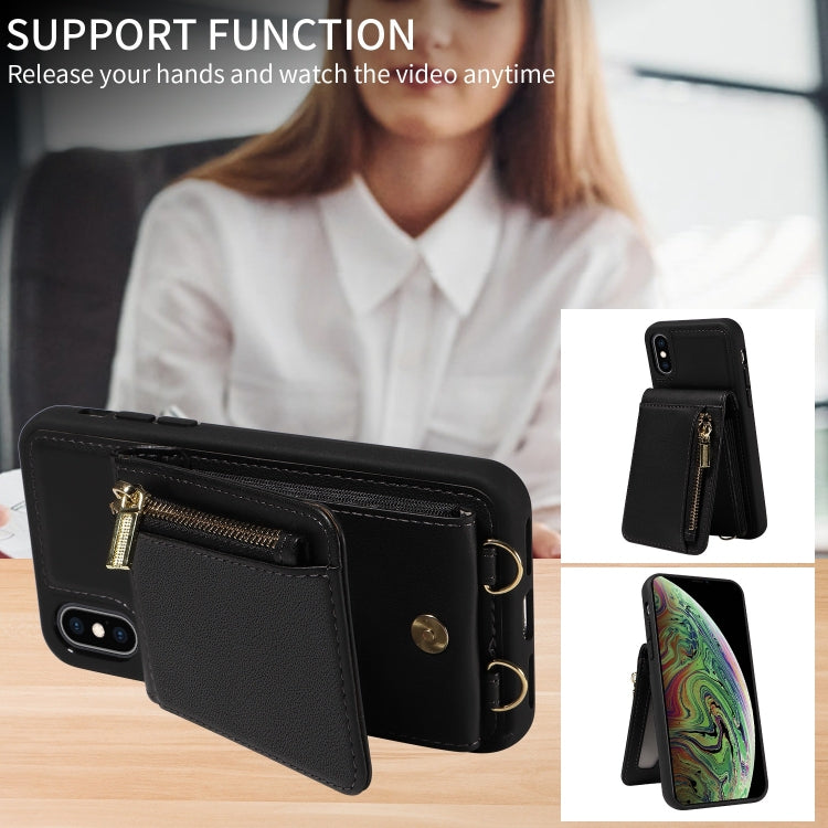 For iPhone XS Max Crossbody Lanyard Zipper Wallet Leather Phone Case(Black) - More iPhone Cases by PMC TechLife | Online Shopping South Africa | PMC TechLife | Buy Now Pay Later Mobicred