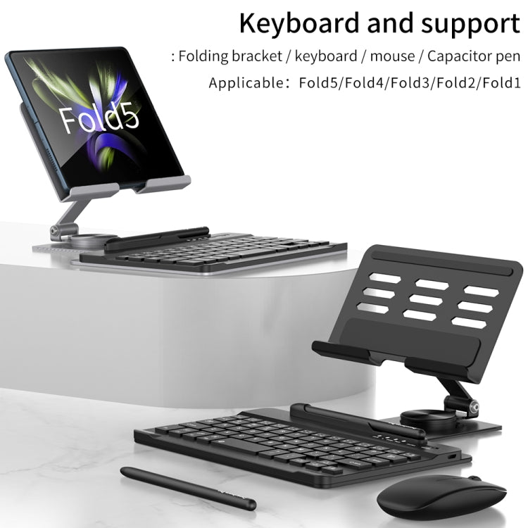 For Samsung Galaxy Z Fold5 GKK Folding Bluetooth Keyboard Holder with Pen + Holder + Keyboard + Mouse(Black) - Samsung Keyboard by GKK | Online Shopping South Africa | PMC Jewellery