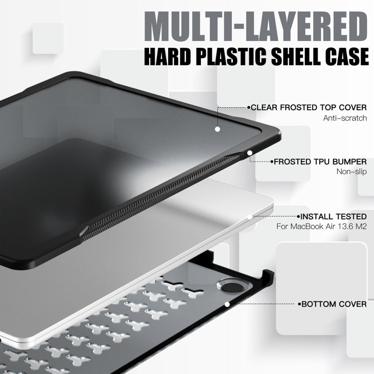 For MacBook Air 13.6 inch A2681 2022 Translucent Laptop Protective Case(Transparent Black) - MacBook Air Cases by PMC TechLife | Online Shopping South Africa | PMC TechLife