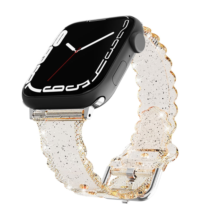 For Apple Watch 8 45mm Diamond Texture Lace Clear TPU Watch Band(Gold) - Watch Bands by PMC TechLife | Online Shopping South Africa | PMC TechLife