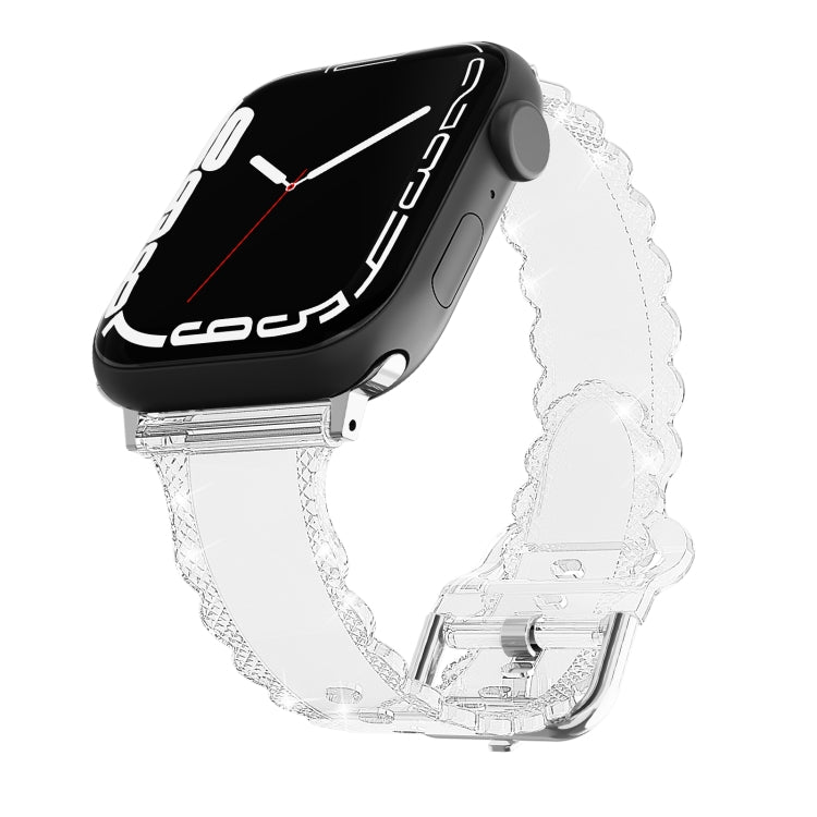 For Apple Watch 8 45mm Diamond Texture Lace Clear TPU Watch Band(Transparent) - Watch Bands by PMC TechLife | Online Shopping South Africa | PMC TechLife